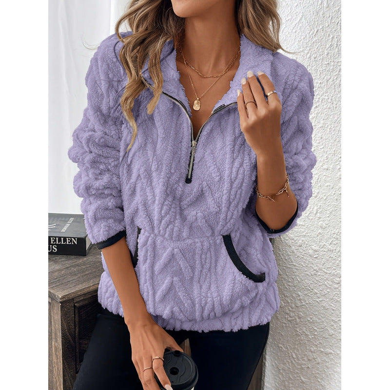 Noor – Soft half-zip teddy jumper