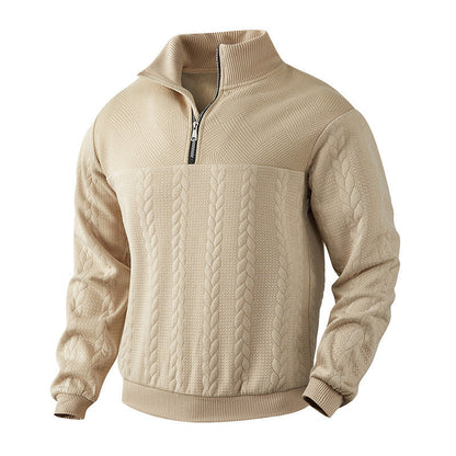 Sanderik - Beige halvdraget tröja med raffinerad struktur