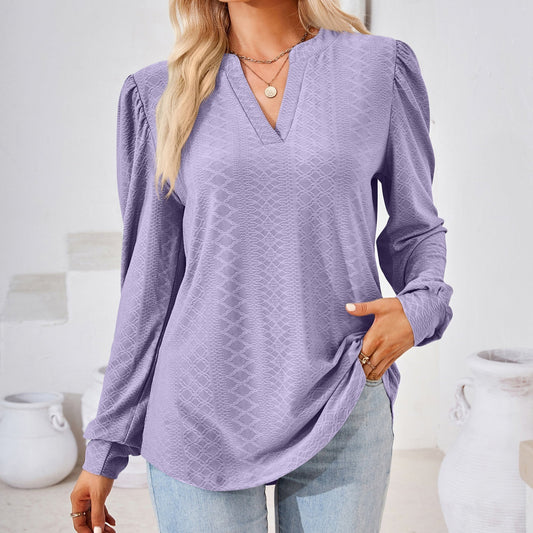 Eldra – Blus med struktur och V-hals