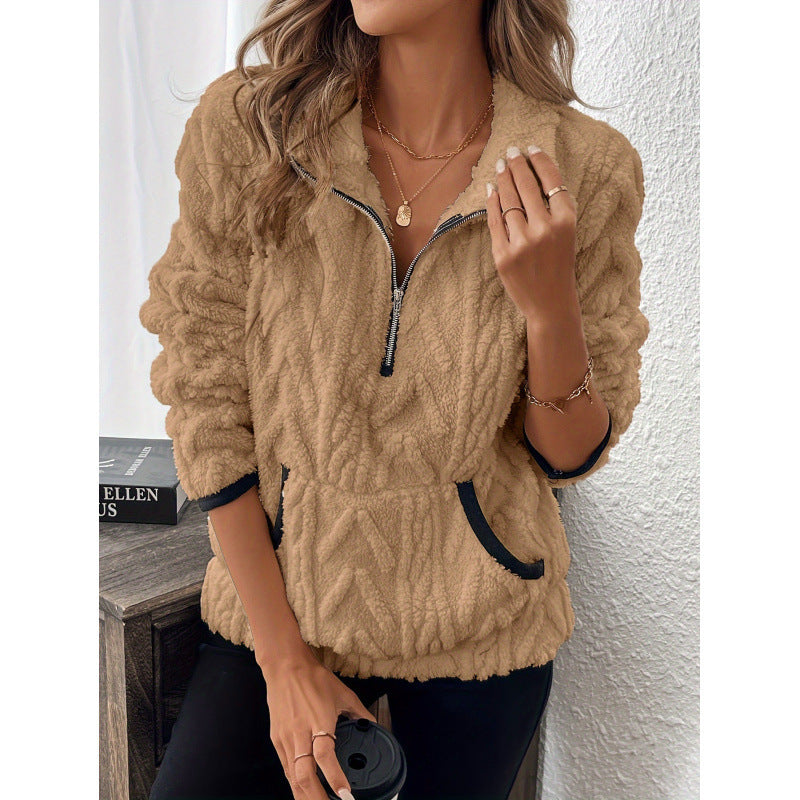 Noor – Soft half-zip teddy jumper