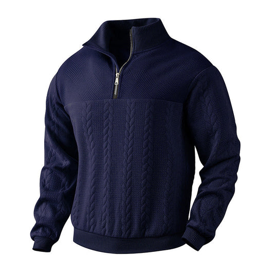 Sanderik - Beige half-zip sweater with a refined texture