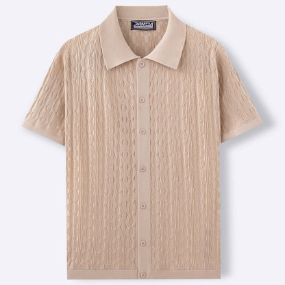 Jorvik - Beige stickad skjorta med raffinerad struktur