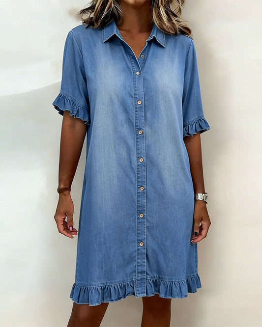 Maelis – Denim Dress with Soft Feminine Elegance