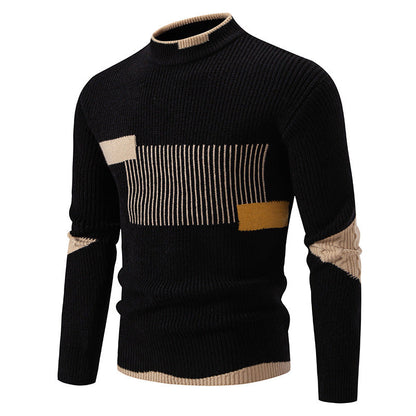 Runar - Green knitted sweater with modern colour blocks
