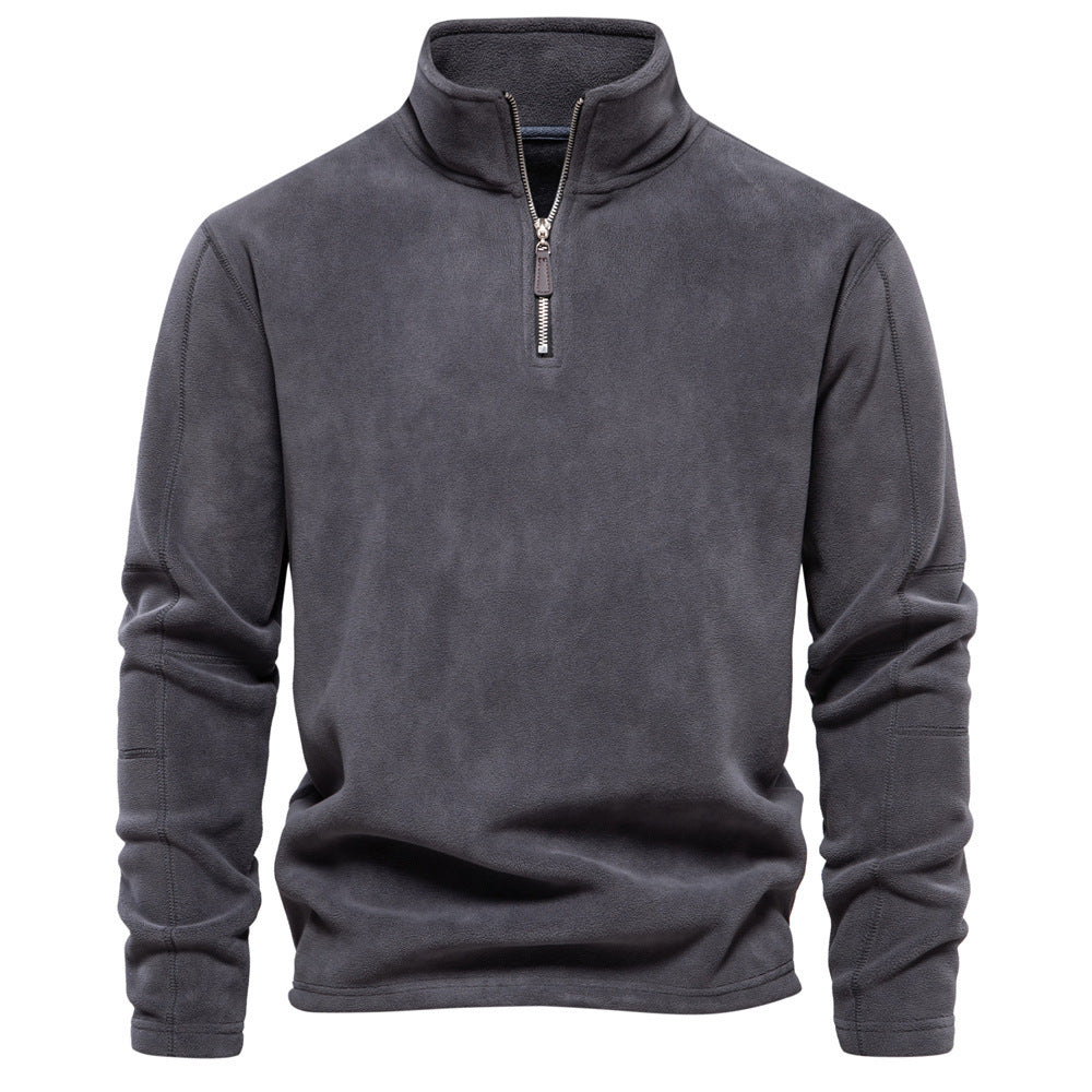 Nils - Sand-coloured half-zip sweater with subtle comfort
