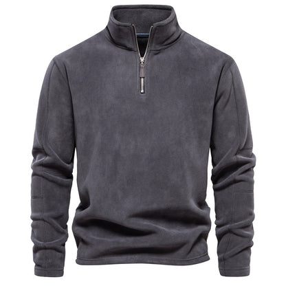 Nils - Sand-coloured half-zip sweater with subtle comfort