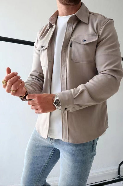 Elias - Beige overshirt with modern style