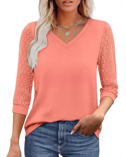 Serapha – Elegant topp med spetsärmar | 1+1 gratis eller 2+3 erbjudande