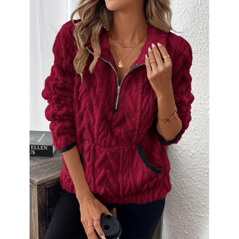 Noor – Soft half-zip teddy jumper