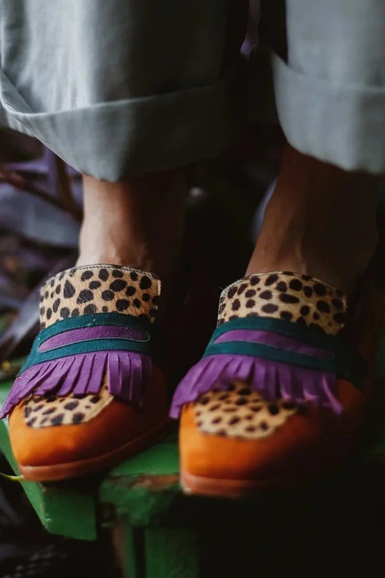 Zelma – Statement loafers med fransar och tryckdetaljer