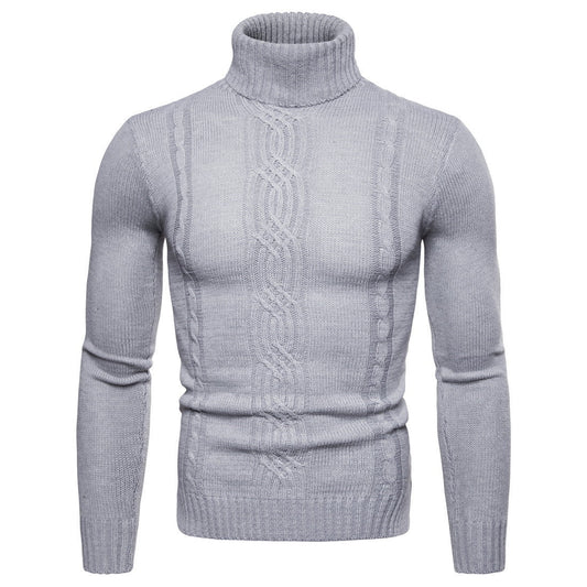 Ulf - Light gray roll neck sweater with a classic cable knit