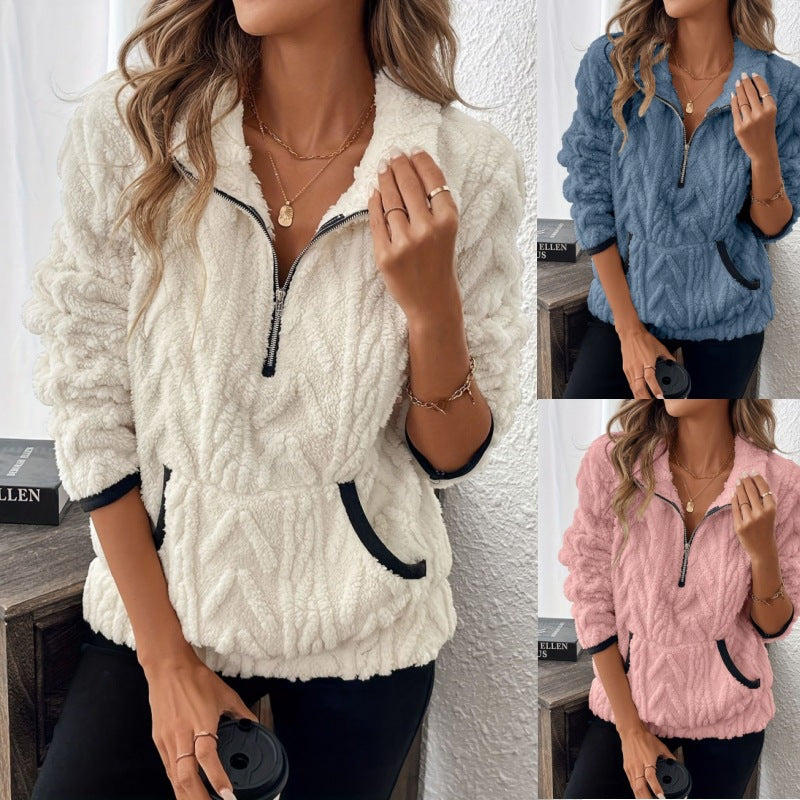 Noor – Soft half-zip teddy jumper