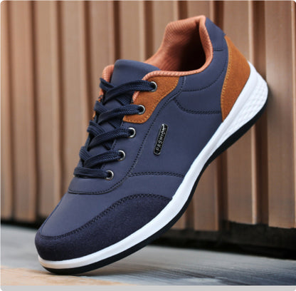 Fashion Light Sports Casual Men's Shoes Autumn New Lace-Up Microfiber Leather Casual Flats Sneakers