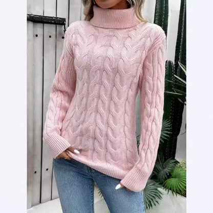 Havina Stickad polotröja med fint kabelmönster