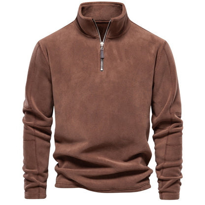 Nils - Sand-coloured half-zip sweater with subtle comfort