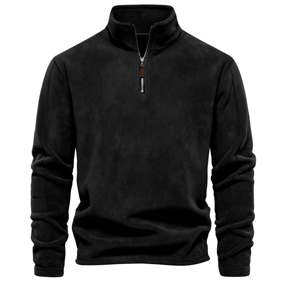 Nils - Sand-coloured half-zip sweater with subtle comfort