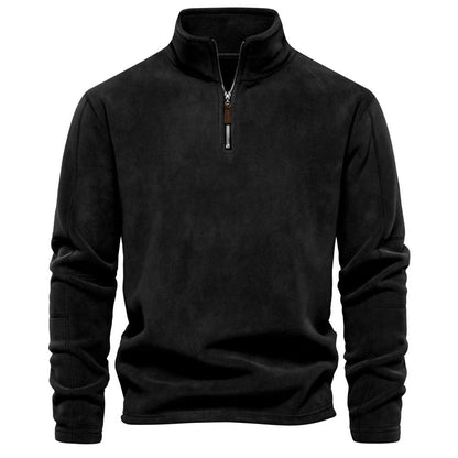 Nils - Sand-coloured half-zip sweater with subtle comfort