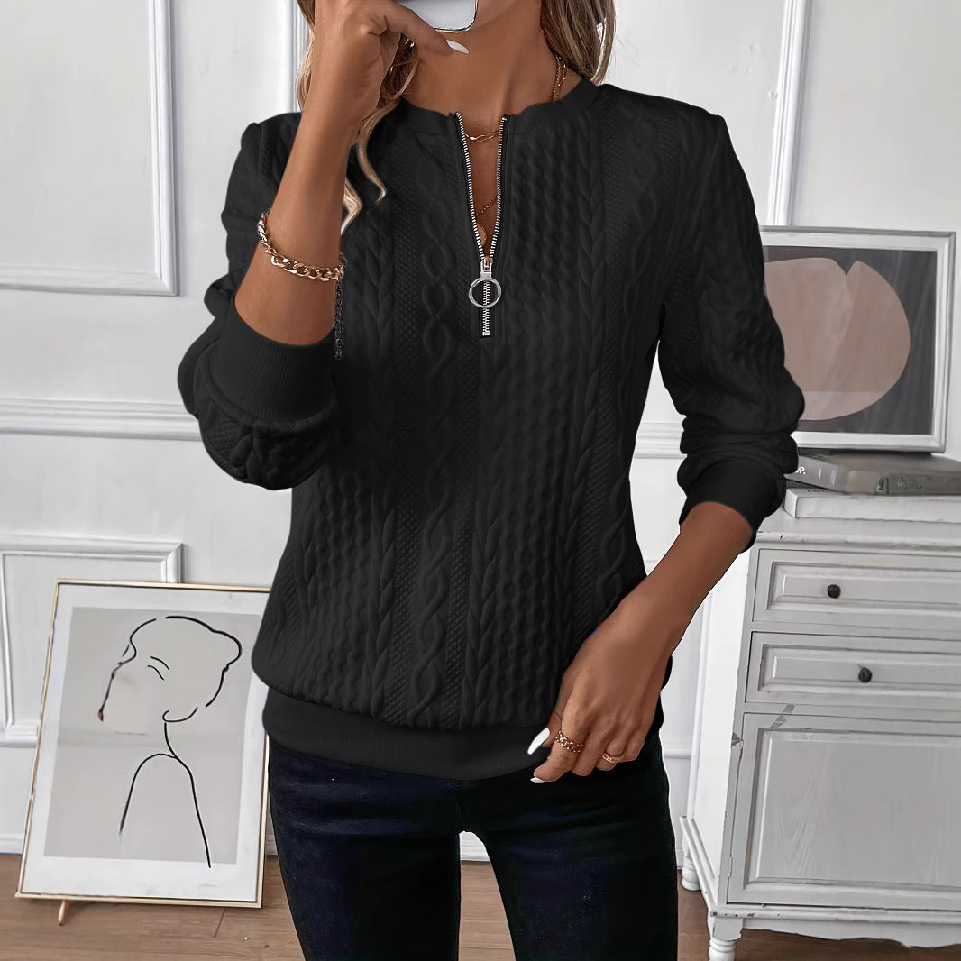 Olinea Cable Knit Sweater with Zipper Detail