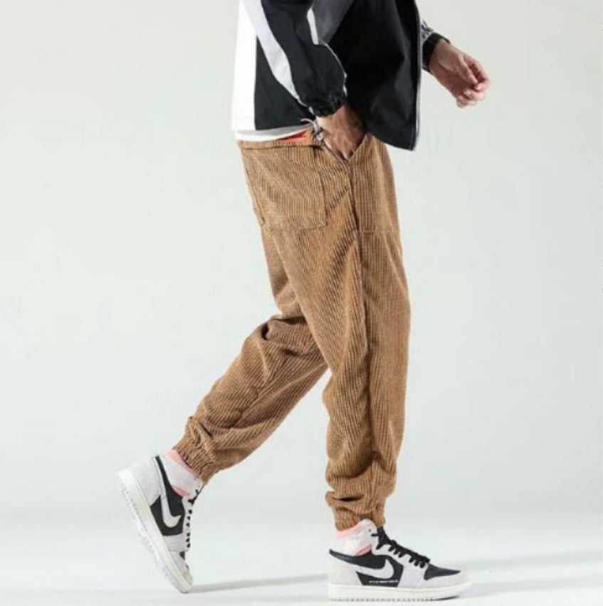 Joren - Dark grey joggers with ribbed texture