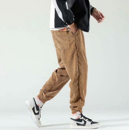 Joren - Dark grey joggers with ribbed texture
