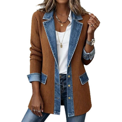 Luma - Ribbed denim jacket set