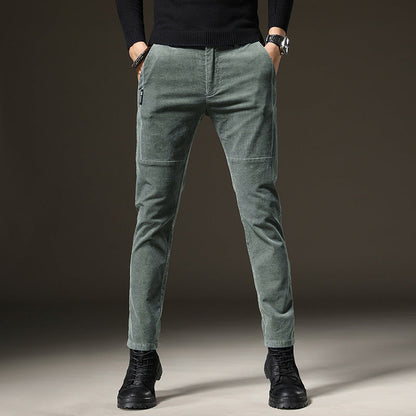 Yarik - Dark grey slim fit trousers with refined texture