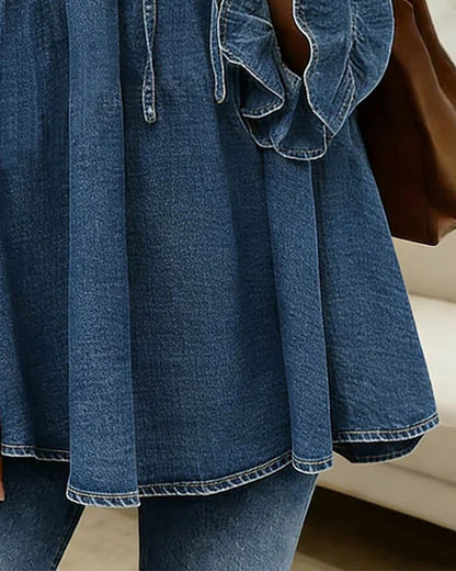 Isolde – Romantisk denimblus med bohemisk charm | 1+1 GRATIS idag