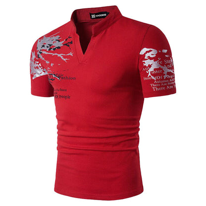 Riven – Röd Slim Fit Polo med Grafiska Detaljer