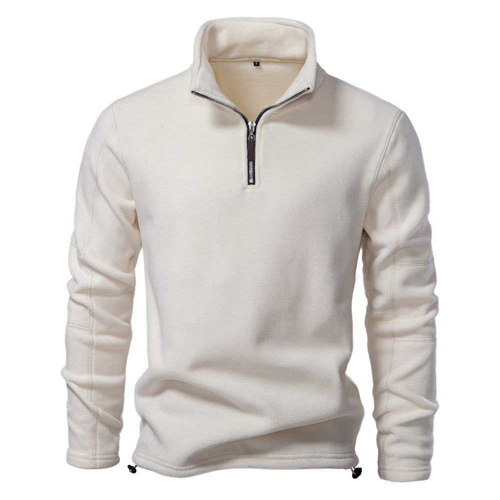 Nils - Sand-coloured half-zip sweater with subtle comfort