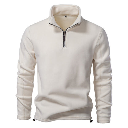 Nils - Sand-coloured half-zip sweater with subtle comfort