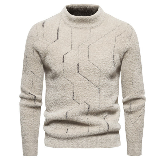 Tobren - Black sweater with refined line pattern