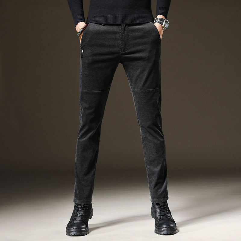 Yarik - Dark grey slim fit trousers with refined texture