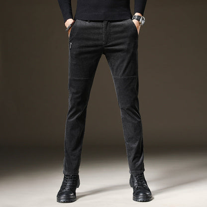 Yarik - Dark grey slim fit trousers with refined texture
