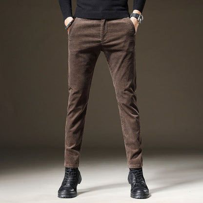 Yarik - Dark grey slim fit trousers with refined texture