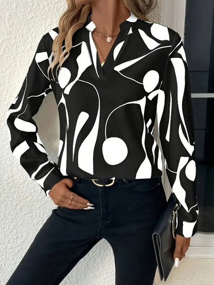 Wilma – Löst sittande blus med grafisk tryck