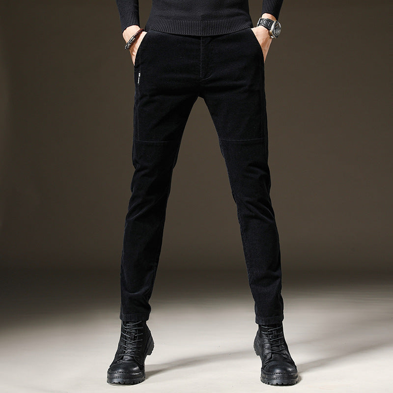 Yarik - Dark grey slim fit trousers with refined texture