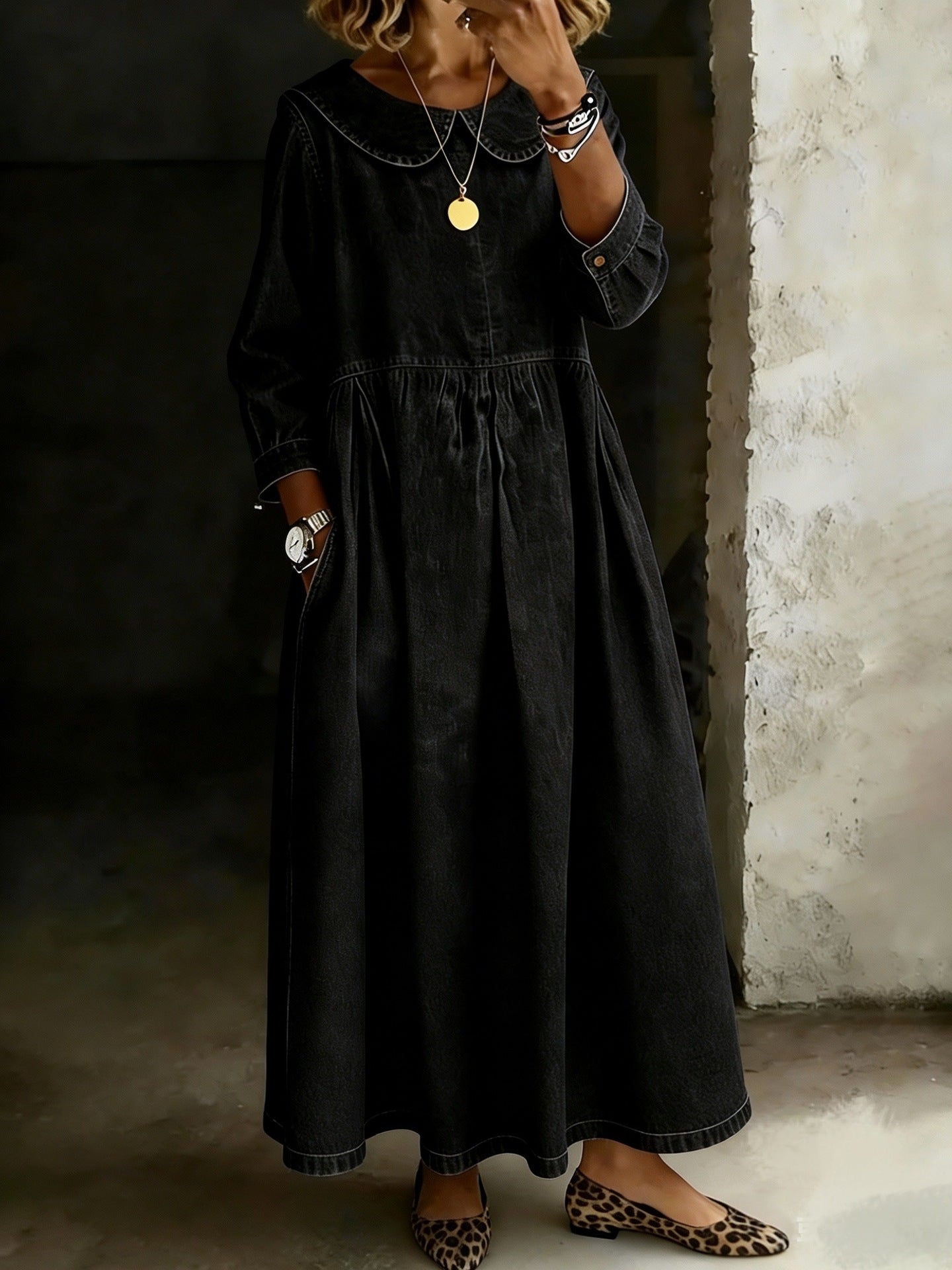 Virella – Maxi Dress in Denim Look with Casual Elegance