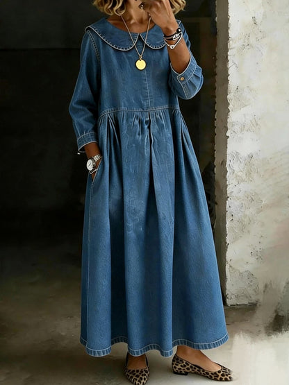 Virella – Maxi Dress in Denim Look with Casual Elegance