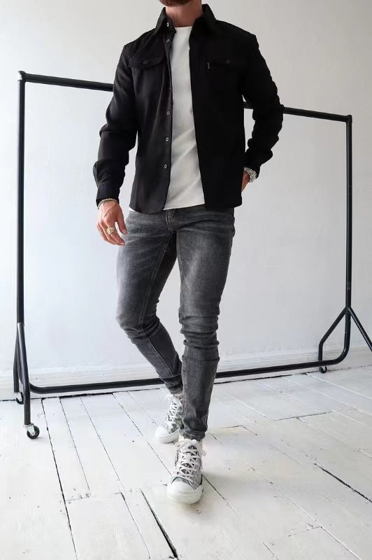 Elias - Beige overshirt with modern style