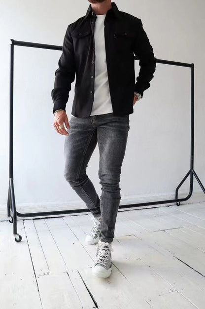 Elias - Beige overshirt with modern style
