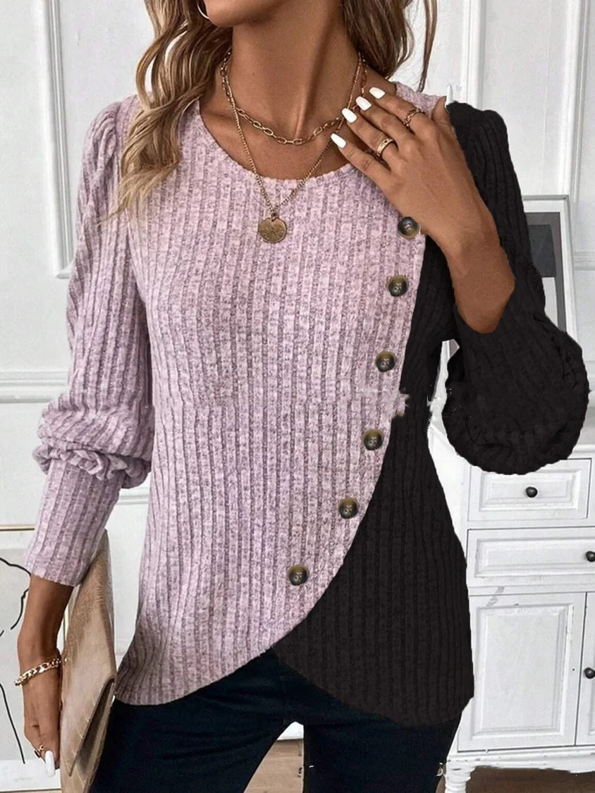 Prya – Rib-knit jumper with asymmetrical detail