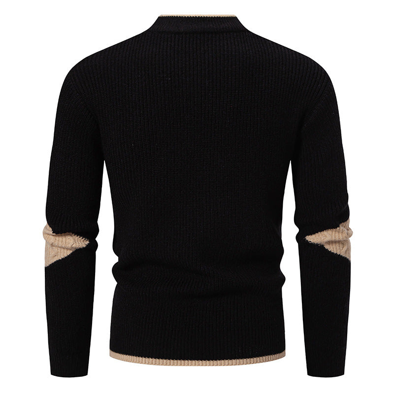 Runar - Green knitted sweater with modern colour blocks