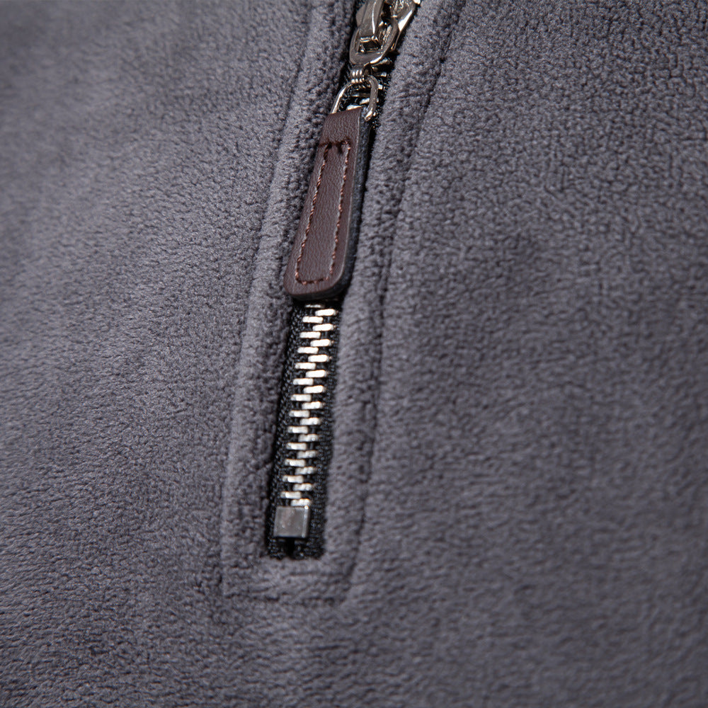 Nils - Sand-coloured half-zip sweater with subtle comfort