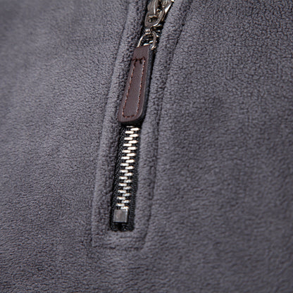 Nils - Sand-coloured half-zip sweater with subtle comfort