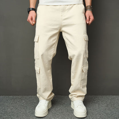 Falko - Cream coloured cargo trousers with a relaxed fit