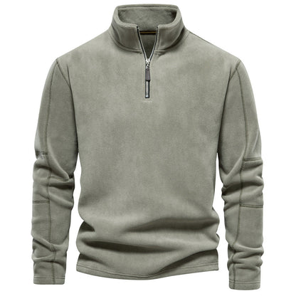 Nils - Sand-coloured half-zip sweater with subtle comfort