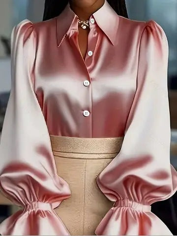 Nessa – Satin Blouse with Statement Sleeves