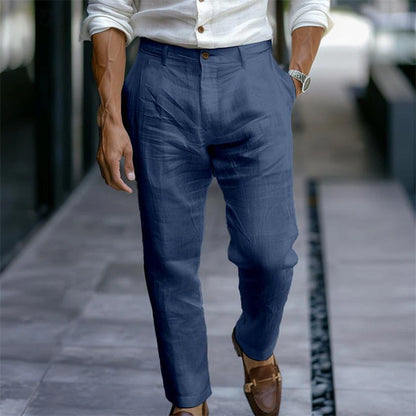Oskarik - Beige linne tapered byxor