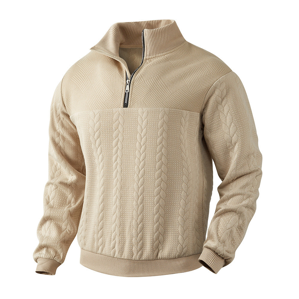 Sanderik - Beige halvdraget tröja med raffinerad struktur