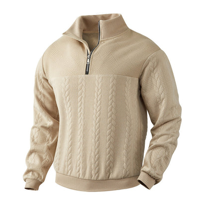 Sanderik - Beige halvdraget tröja med raffinerad struktur